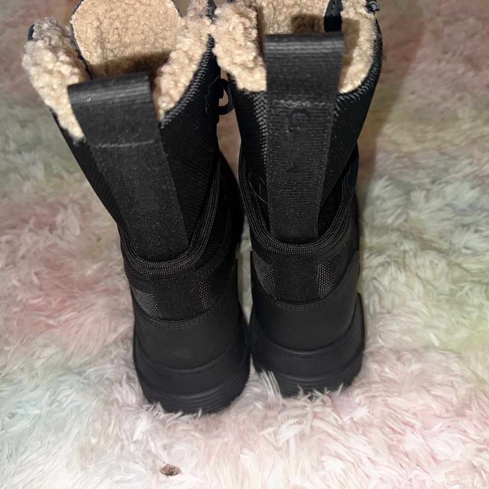 New GANNI Black Recycled Mixed Lace-Up Boots Size 37 - Picture 6 of 9